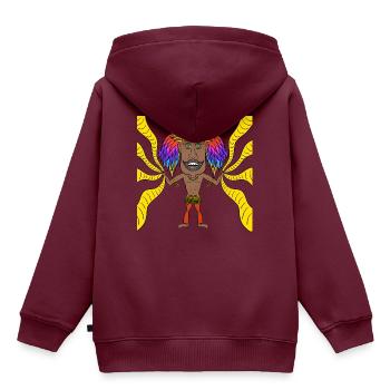 Farbiger Schamane - Kinder Premium Organic Hoodie - Burgunderrot - Hinten - AI Model Kid Female (0cm)