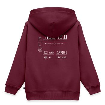 Fotograf, Kamera , Display - Kinder Premium Organic Hoodie - Burgunderrot - Hinten - AI Model Kid Female (0cm)