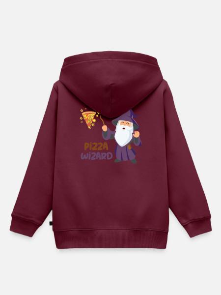 PIZZA WIZARD - Kinder Premium Organic Hoodie - Burgunderrot