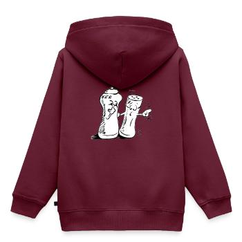Salz und Pfeffer - Kinder Premium Organic Hoodie - Burgunderrot - Hinten - AI Model Kid Female (0cm)