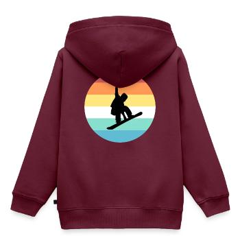 Snowboard - Kinder Premium Organic Hoodie - Burgunderrot - Hinten - AI Model Kid Female (0cm)