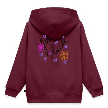 Viel Glück - Kinder Premium Organic Hoodie - Burgunderrot - Hinten - AI Model Kid Female (0cm)