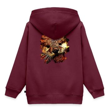 gxp haariger Fisch Otter Spritzer Wasserfarbe - Kinder Premium Organic Hoodie - Burgunderrot - Hinten - AI Model Kid Female (0cm)
