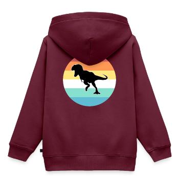T-Rex - Kinder Premium Organic Hoodie - Burgunderrot - Hinten - AI Model Kid Female (0cm)