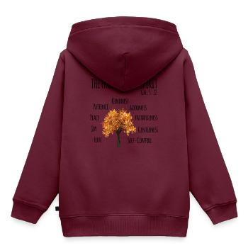 Früchte vom Heiligen Geist Bibelvers Gott Jesus - Kinder Premium Organic Hoodie - Burgunderrot - Hinten - AI Model Kid Female (0cm)
