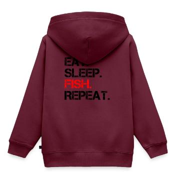 Fischer Angeln Angler Spruch Fisch - Kinder Premium Organic Hoodie - Burgunderrot - Hinten - AI Model Kid Female (0cm)