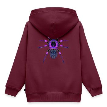 Lila Spinne - Kinder Premium Organic Hoodie - Burgunderrot - Hinten - AI Model Kid Female (0cm)