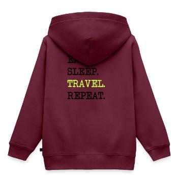 Eat Sleep Travel Repeat Reisen Verreisen Geschenk - Kinder Premium Organic Hoodie - Burgunderrot - Hinten - AI Model Kid Female (0cm)