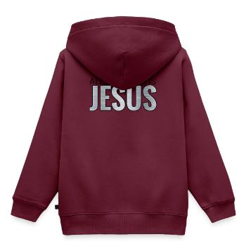 Christus - Kinder Premium Organic Hoodie - Burgunderrot - Hinten - AI Model Kid Female (0cm)