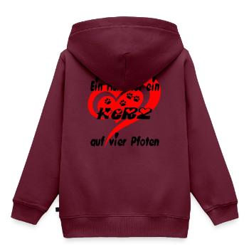 Herz auf vier Pfoten - Kinder Premium Organic Hoodie - Burgunderrot - Hinten - AI Model Kid Female (0cm)