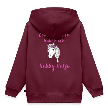 Hobby Horsing Hobby Horse Geschenkidee - Kinder Premium Organic Hoodie - Burgunderrot - Hinten - AI Model Kid Female (0cm)