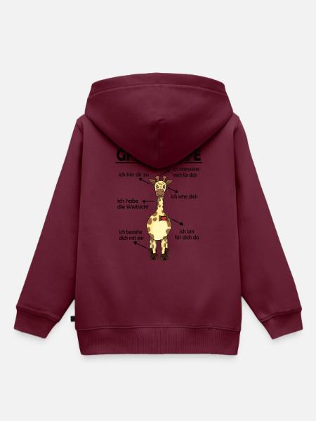 Gewaltfreie Kommunikation Giraffe Herz - Kinder Premium Organic Hoodie - Burgunderrot
