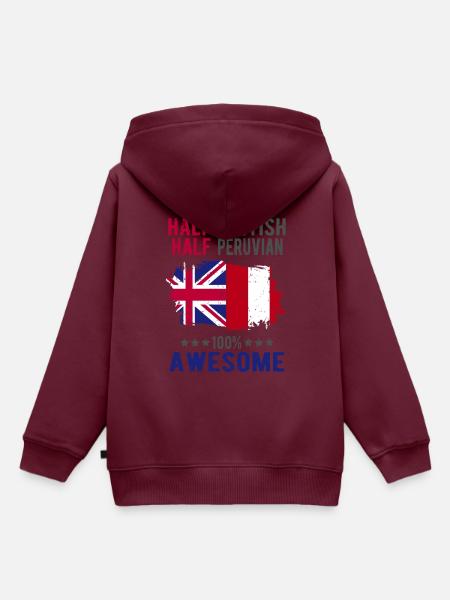 Halb Brite Halb Peruaner - Kinder Premium Organic Hoodie - Burgunderrot