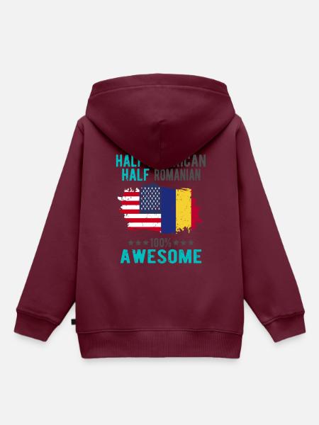 Halb Amerikaner Halb Rumäne - Kinder Premium Organic Hoodie - Burgunderrot