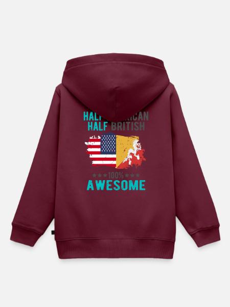 Halb Amerikaner Halb Brite - Kinder Premium Organic Hoodie - Burgunderrot
