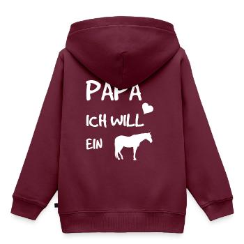 Ich will ein Pferd - Geburt Geschenk Baby Mädchen - Kinder Premium Organic Hoodie - Burgunderrot - Hinten - AI Model Kid Female (0cm)