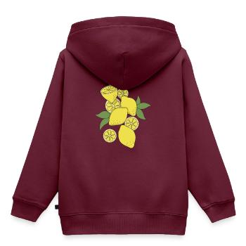 Zitrone - Kinder Premium Organic Hoodie - Burgunderrot - Hinten - AI Model Kid Female (0cm)