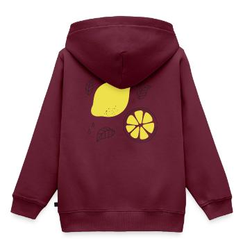 Zitrone Sommer - Kinder Premium Organic Hoodie - Burgunderrot - Hinten - AI Model Kid Female (0cm)