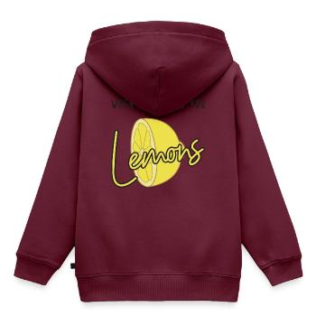 Zitronen - Kinder Premium Organic Hoodie - Burgunderrot - Hinten - AI Model Kid Female (0cm)