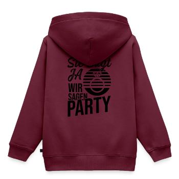 Sie Sagt Ja - Kinder Premium Organic Hoodie - Burgunderrot - Hinten - AI Model Kid Female (0cm)