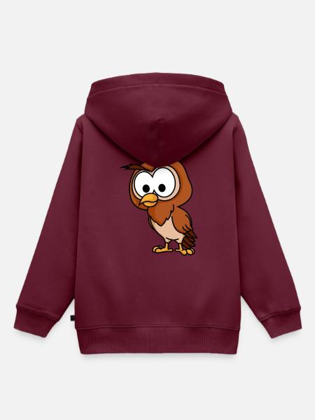 Eule Comic Tier - Kinder Premium Organic Hoodie - Burgunderrot