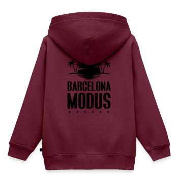 Barcelona Modus - Kinder Premium Organic Hoodie - Burgunderrot - Hinten - AI Model Kid Female (0cm)