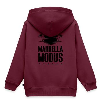Marbella Modus - Kinder Premium Organic Hoodie - Burgunderrot - Hinten - AI Model Kid Female (0cm)