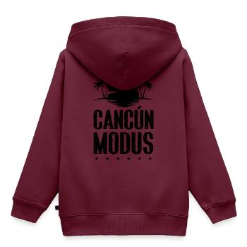 Cancun Modus - Kinder Premium Organic Hoodie - Burgunderrot - Hinten - AI Model Kid Female (0cm)