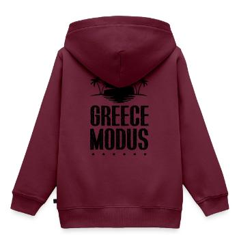Greece Modus - Kinder Premium Organic Hoodie - Burgunderrot - Hinten - AI Model Kid Female (0cm)