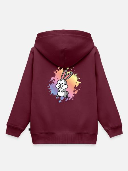 Hase Comic Tier - Kinder Premium Organic Hoodie - Burgunderrot