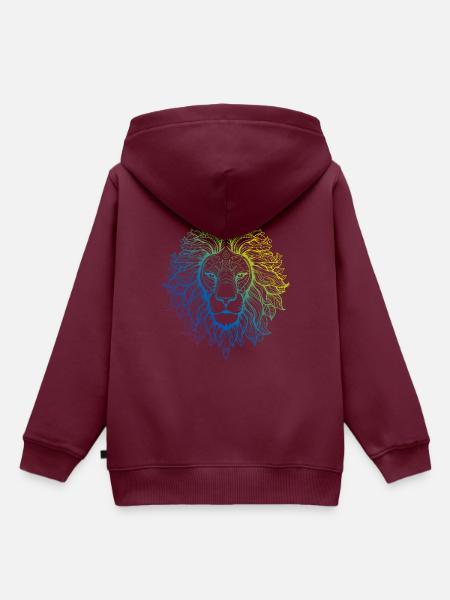Löwe Mandala Boho - Kinder Premium Organic Hoodie - Burgunderrot