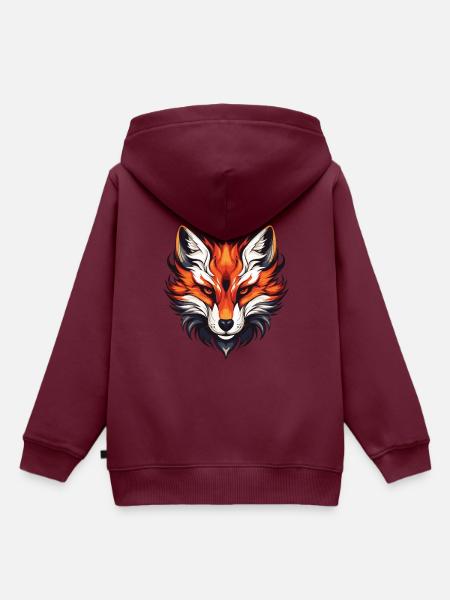 Fuchs Portrait - Kinder Premium Organic Hoodie - Burgunderrot