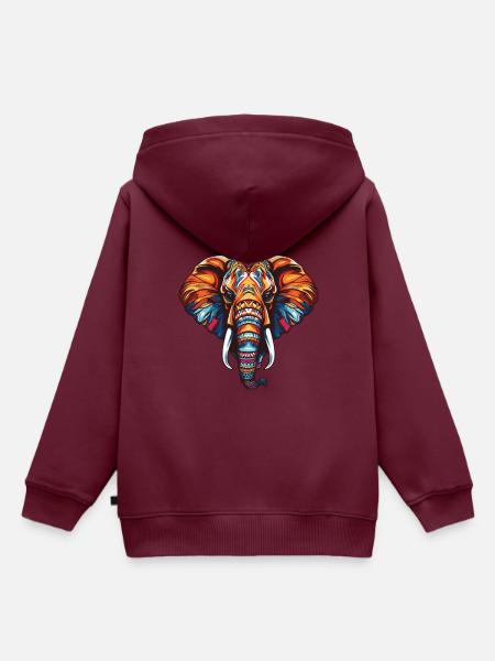 Elefant Portrait - Kinder Premium Organic Hoodie - Burgunderrot