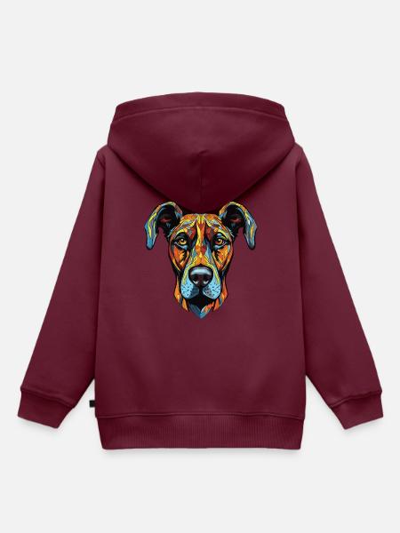 Great Dane Hund Portrait - Kinder Premium Organic Hoodie - Burgunderrot