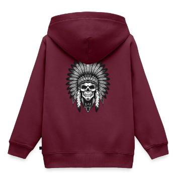 Apache Indianer Totenkopf Häuptling - Kinder Premium Organic Hoodie - Burgunderrot - Hinten - AI Model Kid Female (0cm)