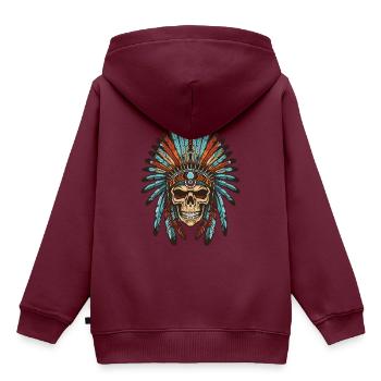 Apache Indianer Totenkopf - Kinder Premium Organic Hoodie - Burgunderrot - Hinten - AI Model Kid Female (0cm)