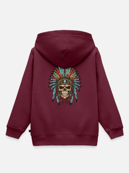 Apache Indianer Totenkopf - Kinder Premium Organic Hoodie - Burgunderrot