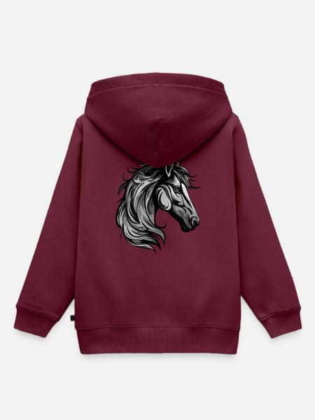 Pferd Kopf - Kinder Premium Organic Hoodie - Burgunderrot