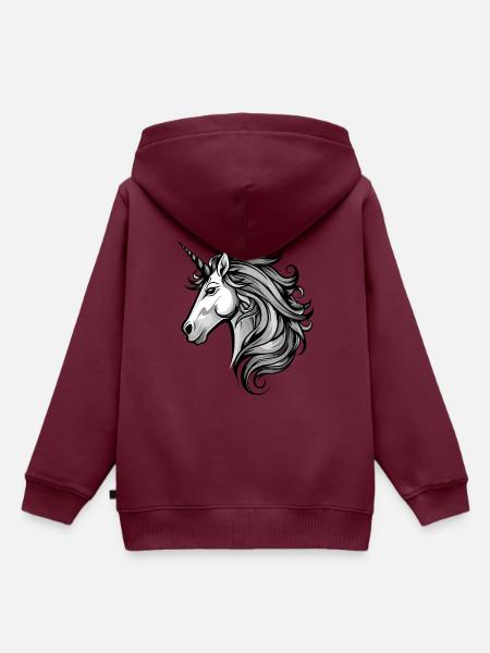 Einhorn Kopf - Kinder Premium Organic Hoodie - Burgunderrot