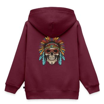 Apache Totenkopf Indianer - Kinder Premium Organic Hoodie - Burgunderrot - Hinten - AI Model Kid Female (0cm)