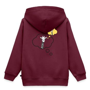 Giraffe denkt an eine Giraffe - Kinder Premium Organic Hoodie - Burgunderrot - Hinten - AI Model Kid Female (0cm)