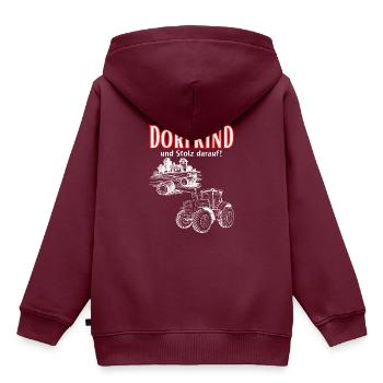Dorfkind und stolz darauf- Spruch mit Traktor - Kinder Premium Organic Hoodie - Burgunderrot - Hinten - AI Model Kid Female (0cm)