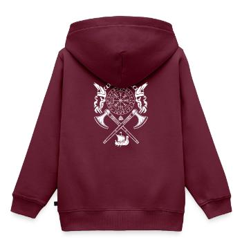 WALHALLA-VIKING SYMBOLE-WIKINGER RUNEN - Kinder Premium Organic Hoodie - Burgunderrot - Hinten - AI Model Kid Female (0cm)