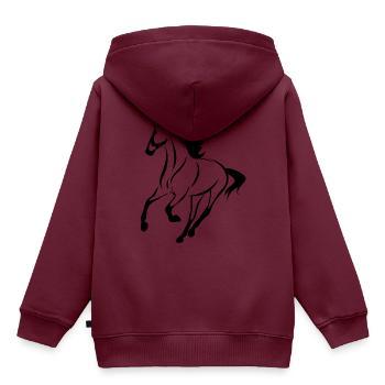 Pferd Schwarz - Kinder Premium Organic Hoodie - Burgunderrot - Hinten - AI Model Kid Female (0cm)