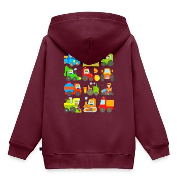 Fahrzeuge Mähdrescher Landmaschinen Traktoren - Kinder Premium Organic Hoodie - Burgunderrot - Hinten - AI Model Kid Female (0cm)