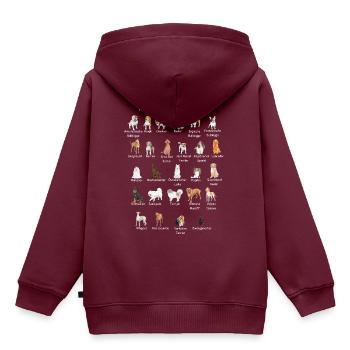 Hunde Alphabet - Kinder Premium Organic Hoodie - Burgunderrot - Hinten - AI Model Kid Female (0cm)