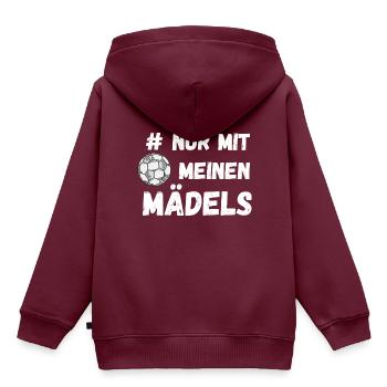 Mädels Frauen Fussball #nur mit meinen Mädels - Kinder Premium Organic Hoodie - Burgunderrot - Hinten - AI Model Kid Female (0cm)