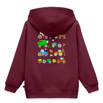 Traktor Bagger Bauernhof Kinder Kleinkinder Jungen - Kinder Premium Organic Hoodie - Burgunderrot - Hinten - AI Model Kid Female (0cm)