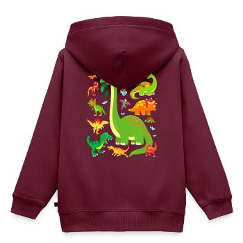 Dinos für Kinder Dinosaurier Jungen Saurier Dino - Kinder Premium Organic Hoodie - Burgunderrot - Hinten - AI Model Kid Female (0cm)