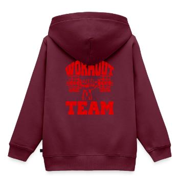 Workout Team - Kinder Premium Organic Hoodie - Burgunderrot - Hinten - AI Model Kid Female (0cm)